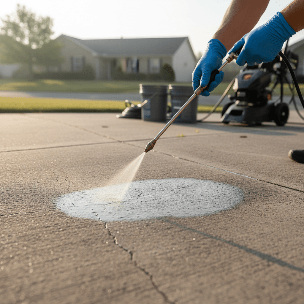 Professional deodorizing treatment being applied to a Frisco yard